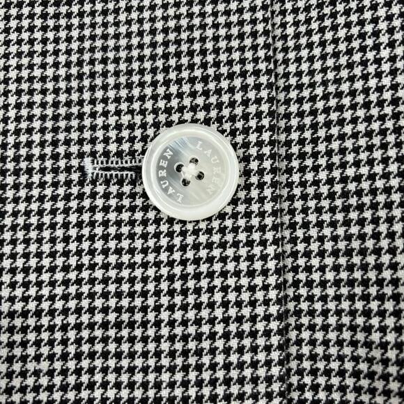 Lauren Ralph Lauren 100% Linen Blazer Jacket Button Up Black White Plaid Size 16 - Picture 5 of 11